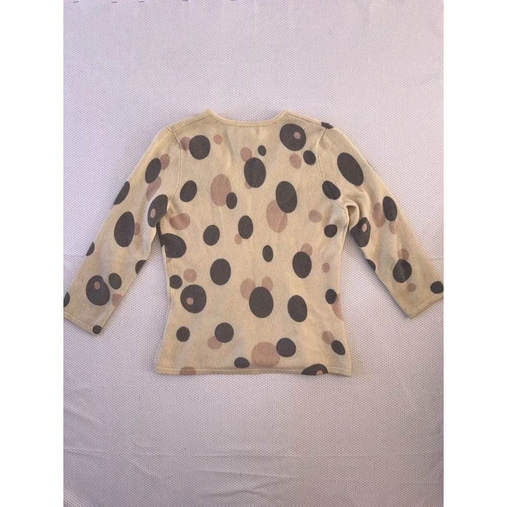 Grayson & Dunn 100% Cashmere Cream‎ Gray Pink Polka Dot Sweater Petite Size PS - Picture 5 of 8